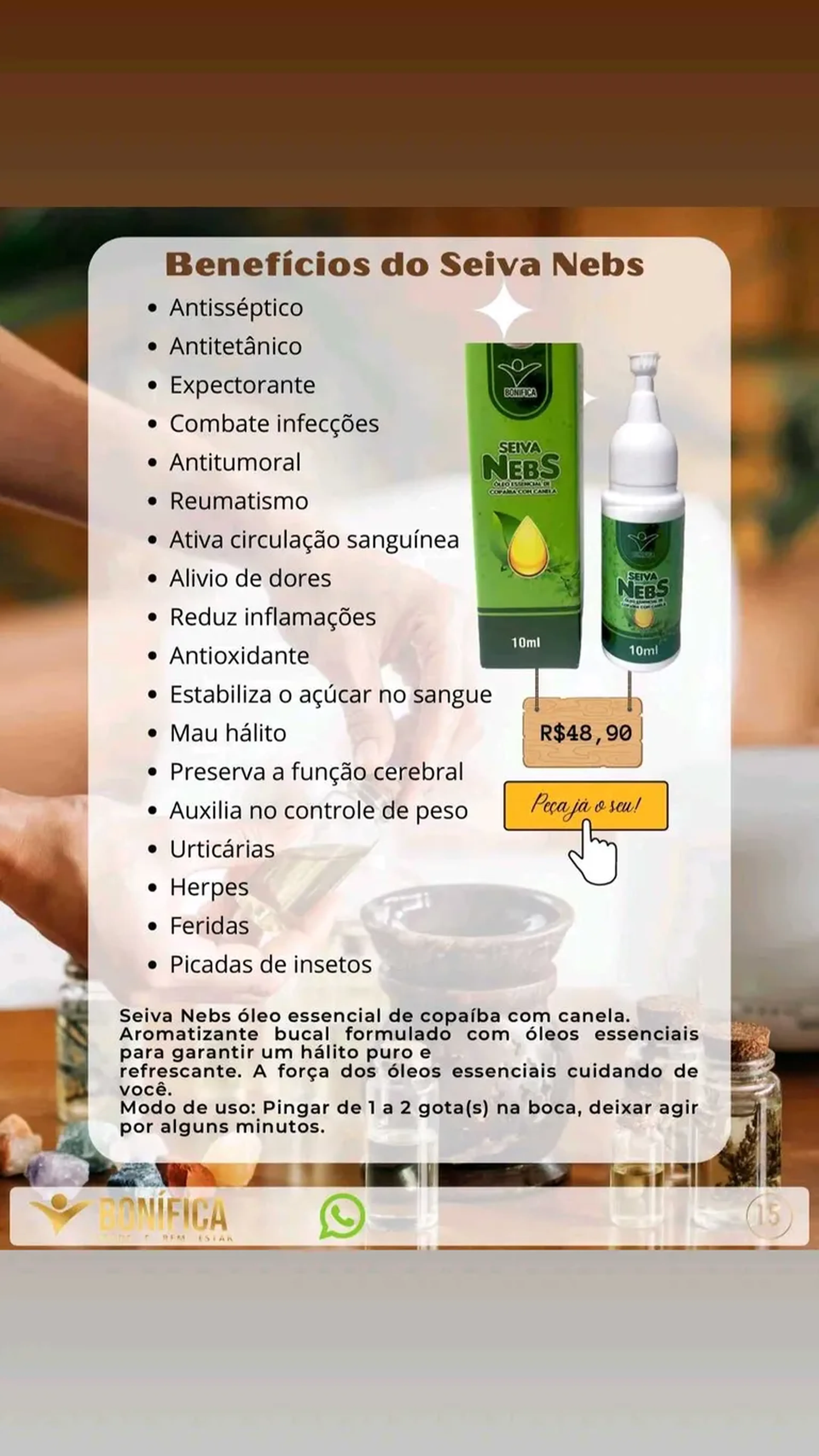 Seiva Nebs Óleo Essencial de Copaíba com Canela imagem