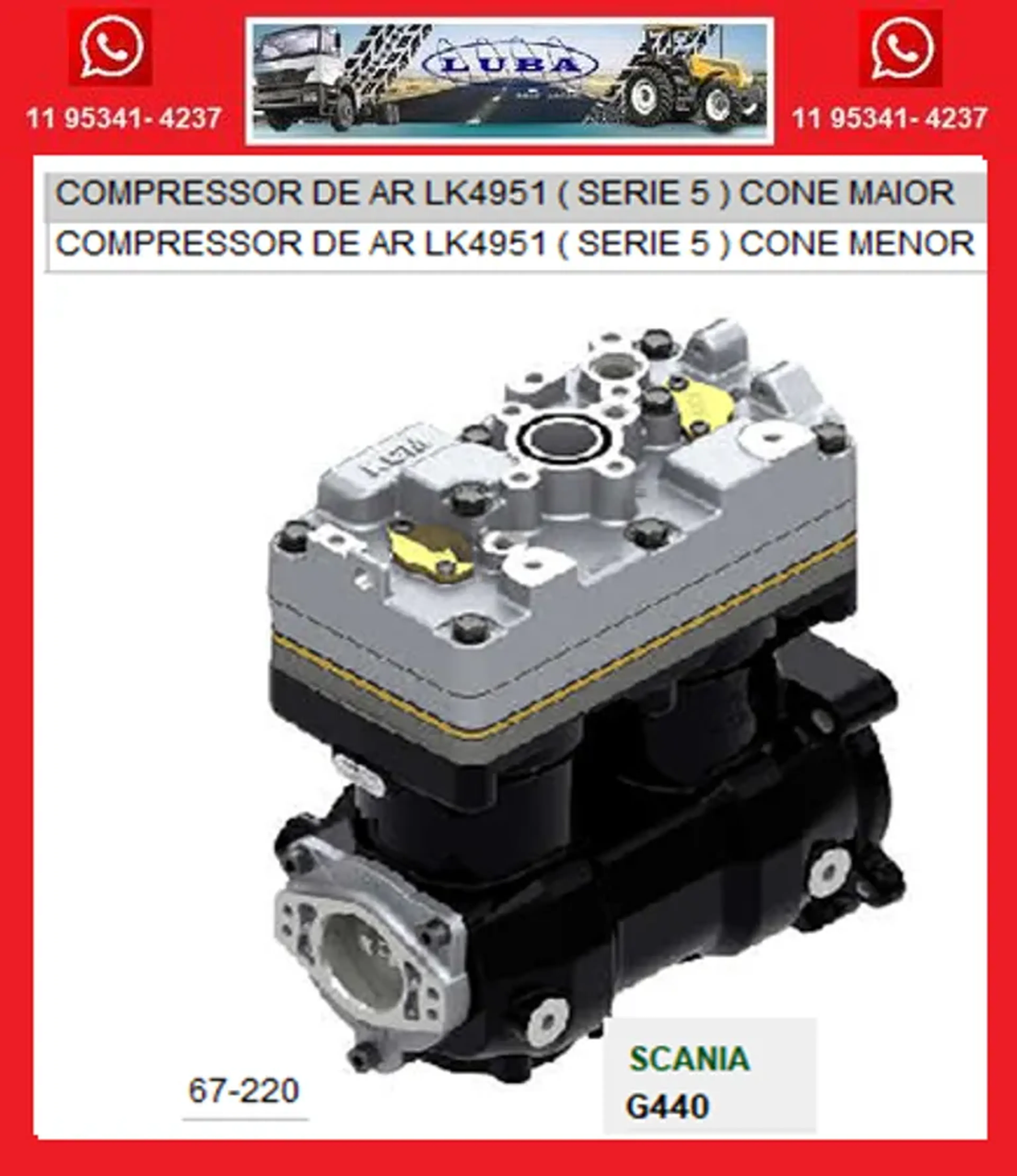 COMPRESSOR DE AR SCANIA LK495 SERIE 5 imagem