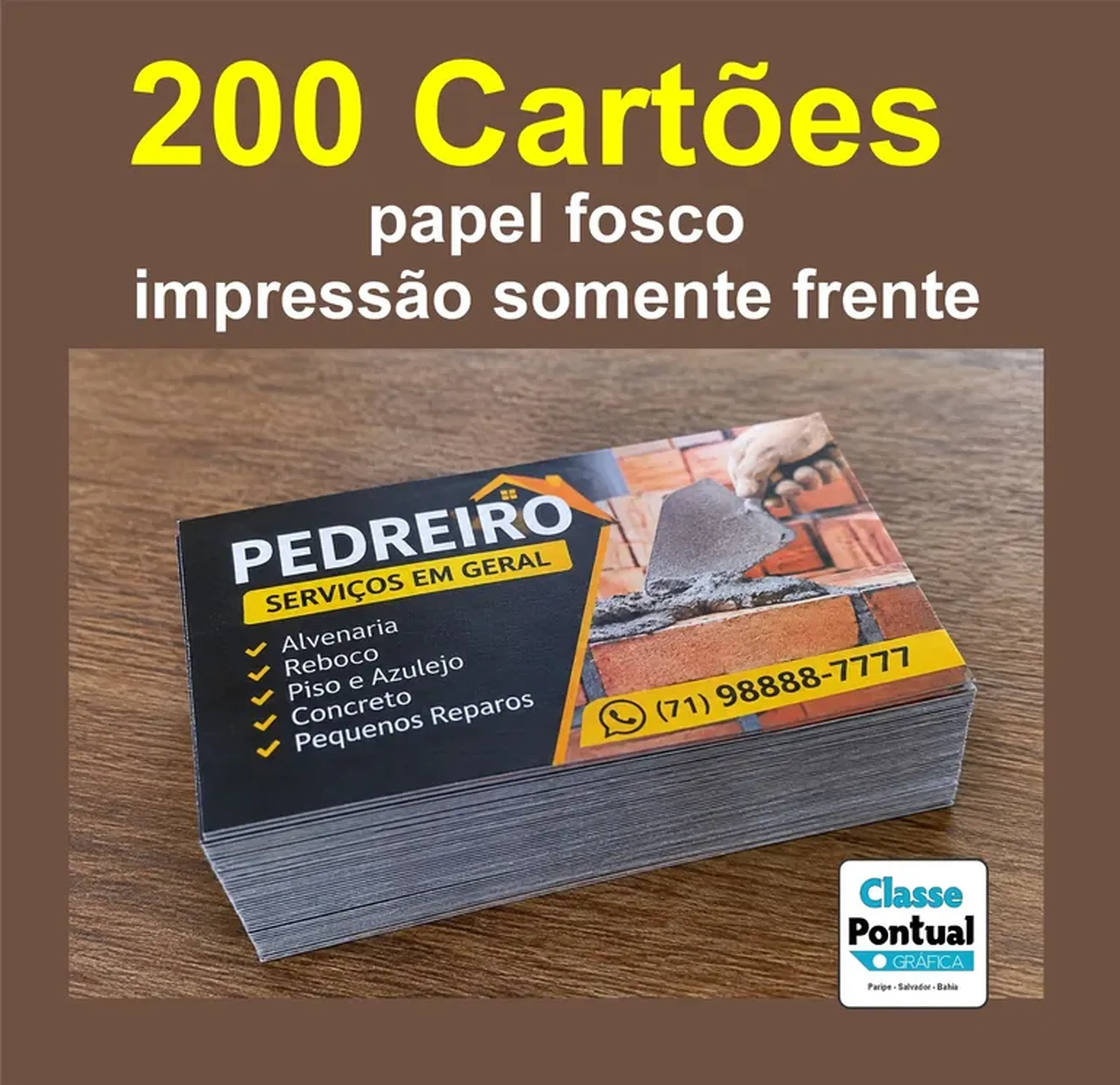 200 Cartões de Visita 5x9cm — Frente, Papel 180g imagem