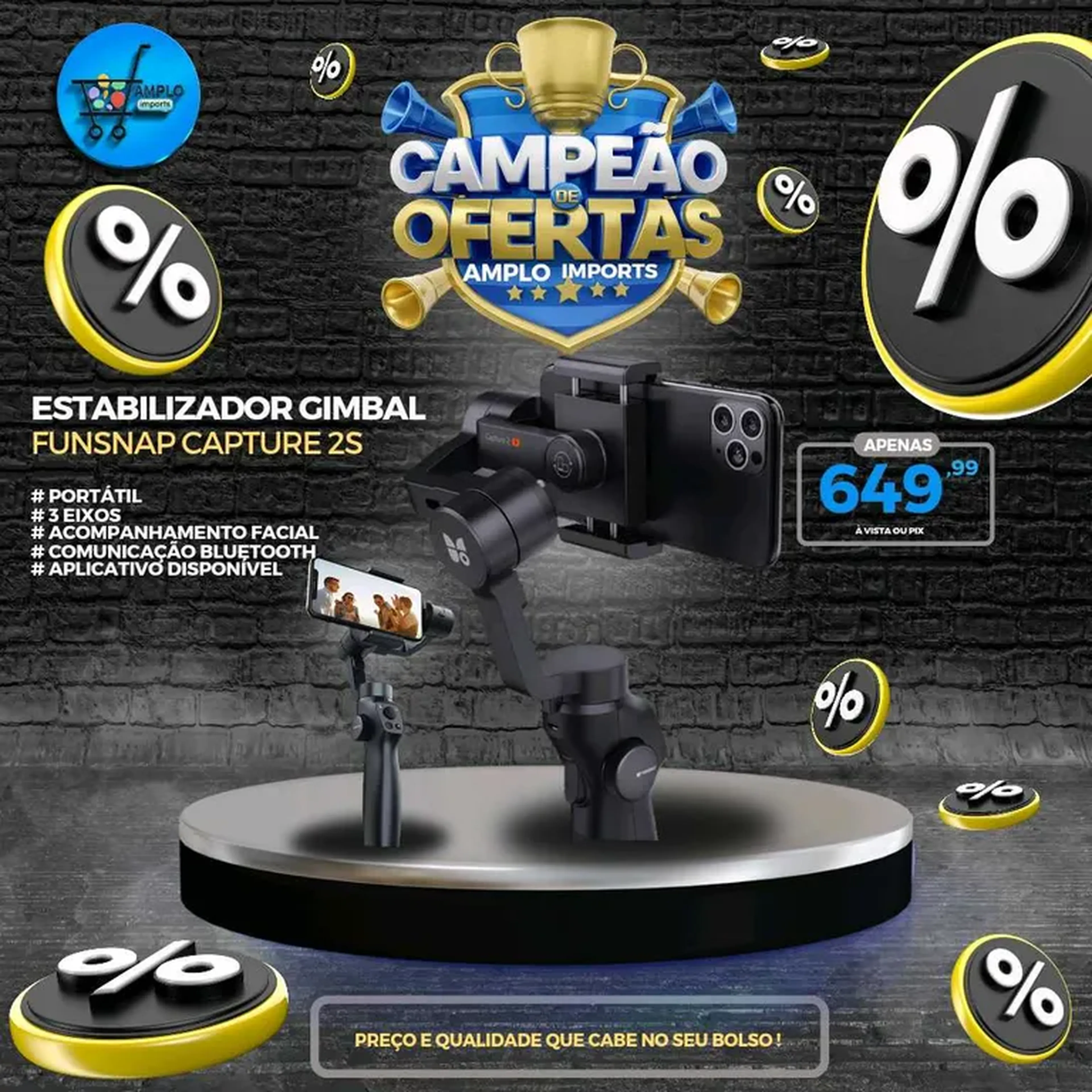 Estabilizador Gimbal FUNSNAP Capture 2S imagem
