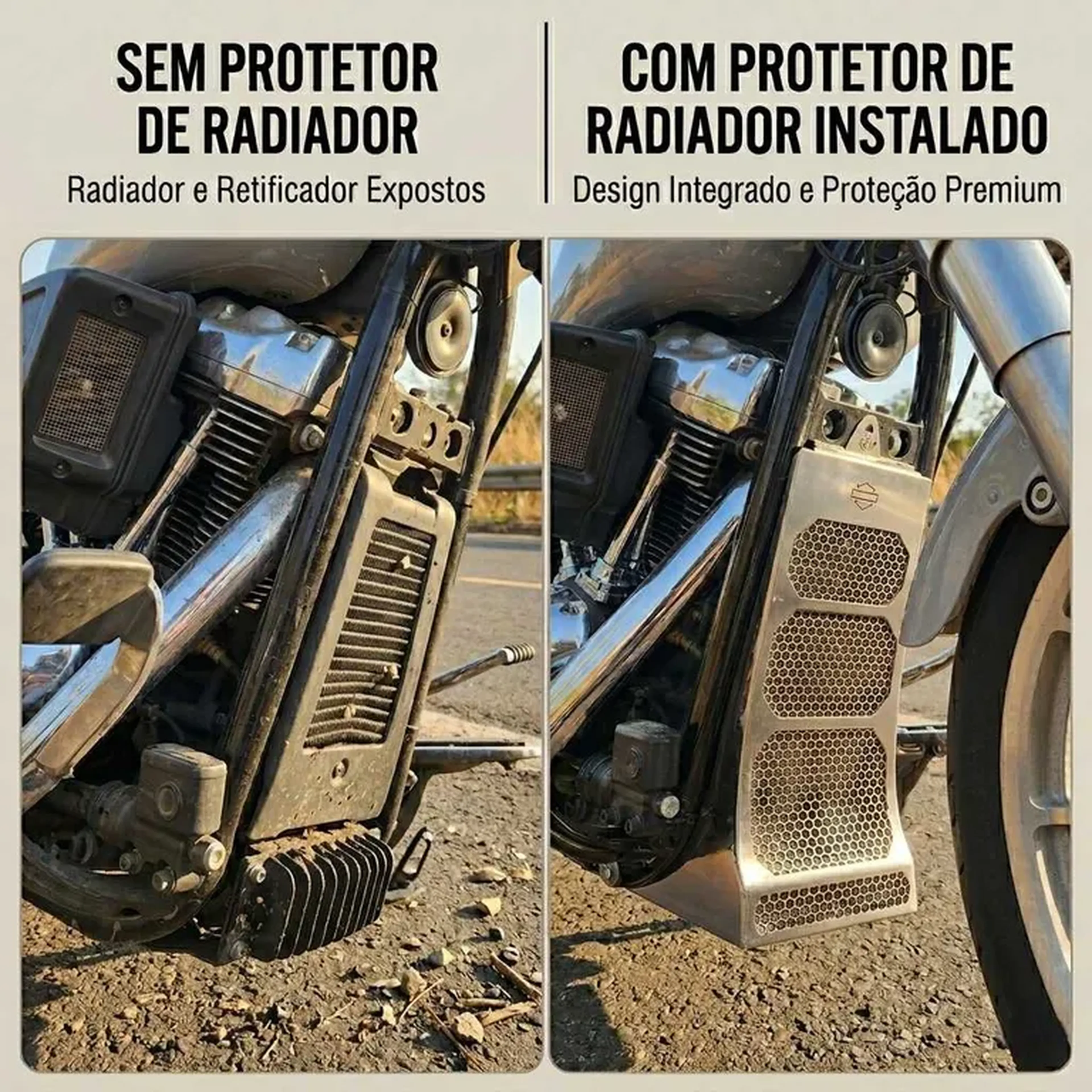 Protetor de Radiador Cromado Harley Softail 2018 até 2026 imagem