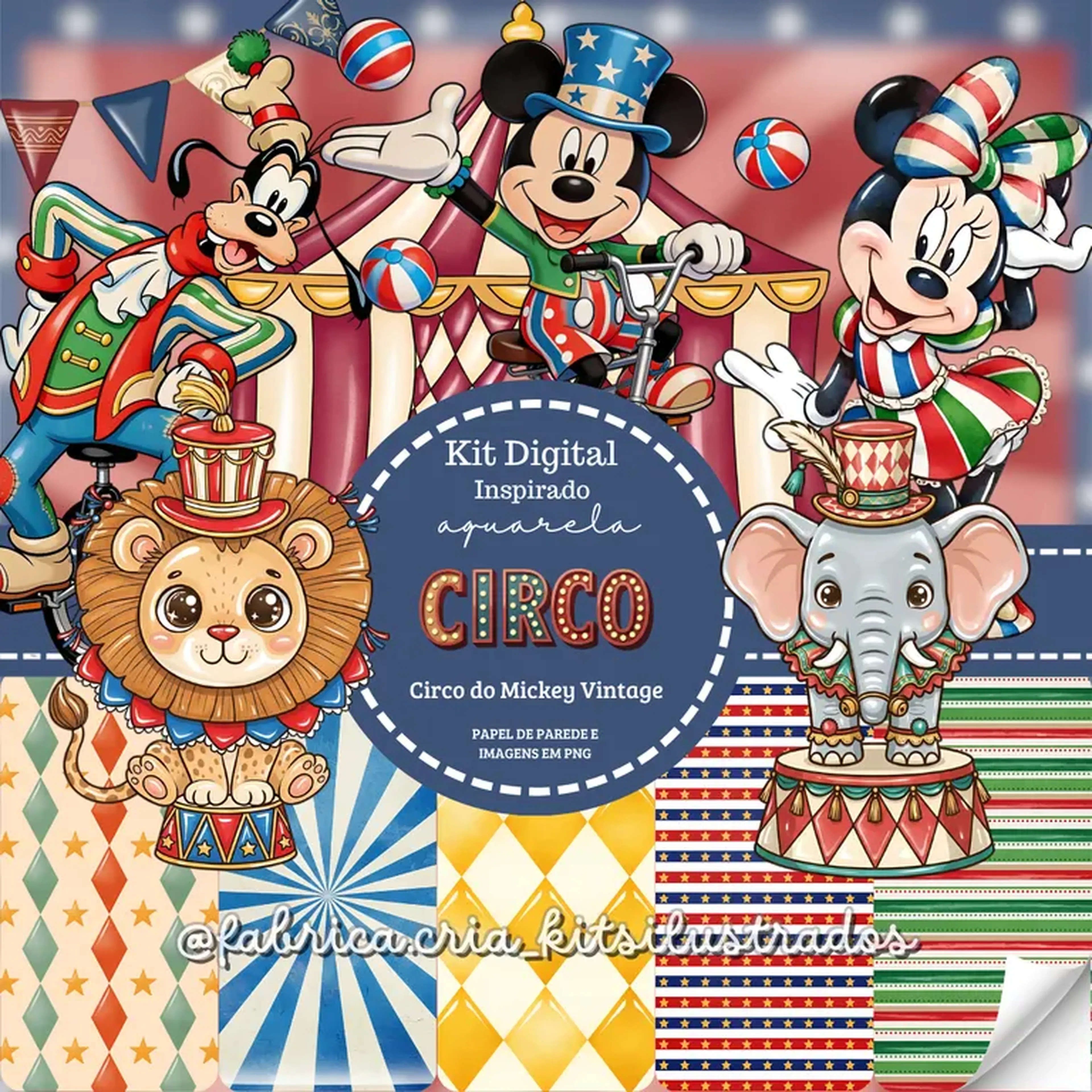 Kit Digital Aquarela Inspirado Mickey Vintage imagem
