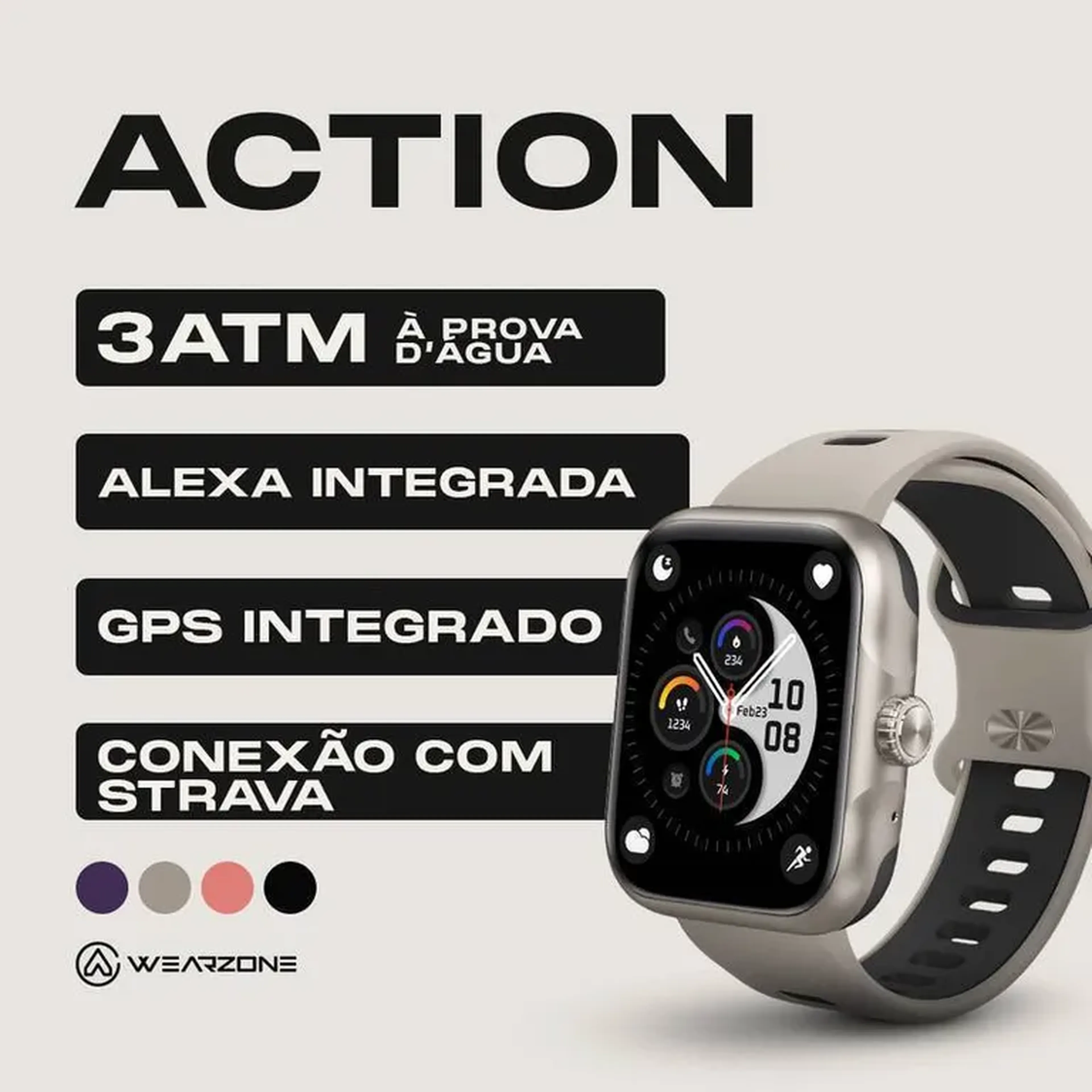 ACTION WEARZONE | A PROVA D'ÁGUA 3ATM | GPS INTEGRADO | ALEXA imagem