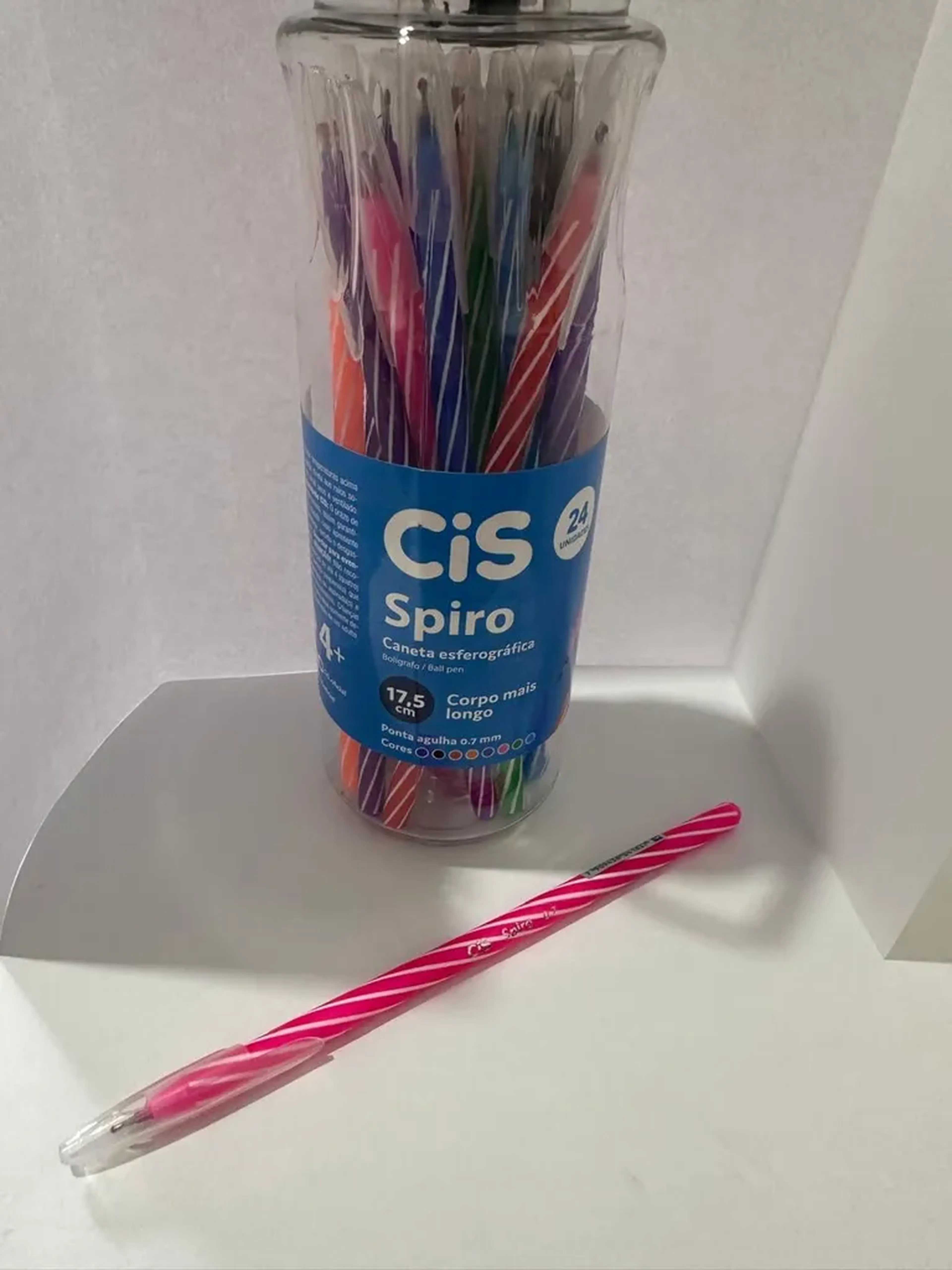 Caneta esferográfica cor rosa Cis Spiro (Venda Unitária) imagem