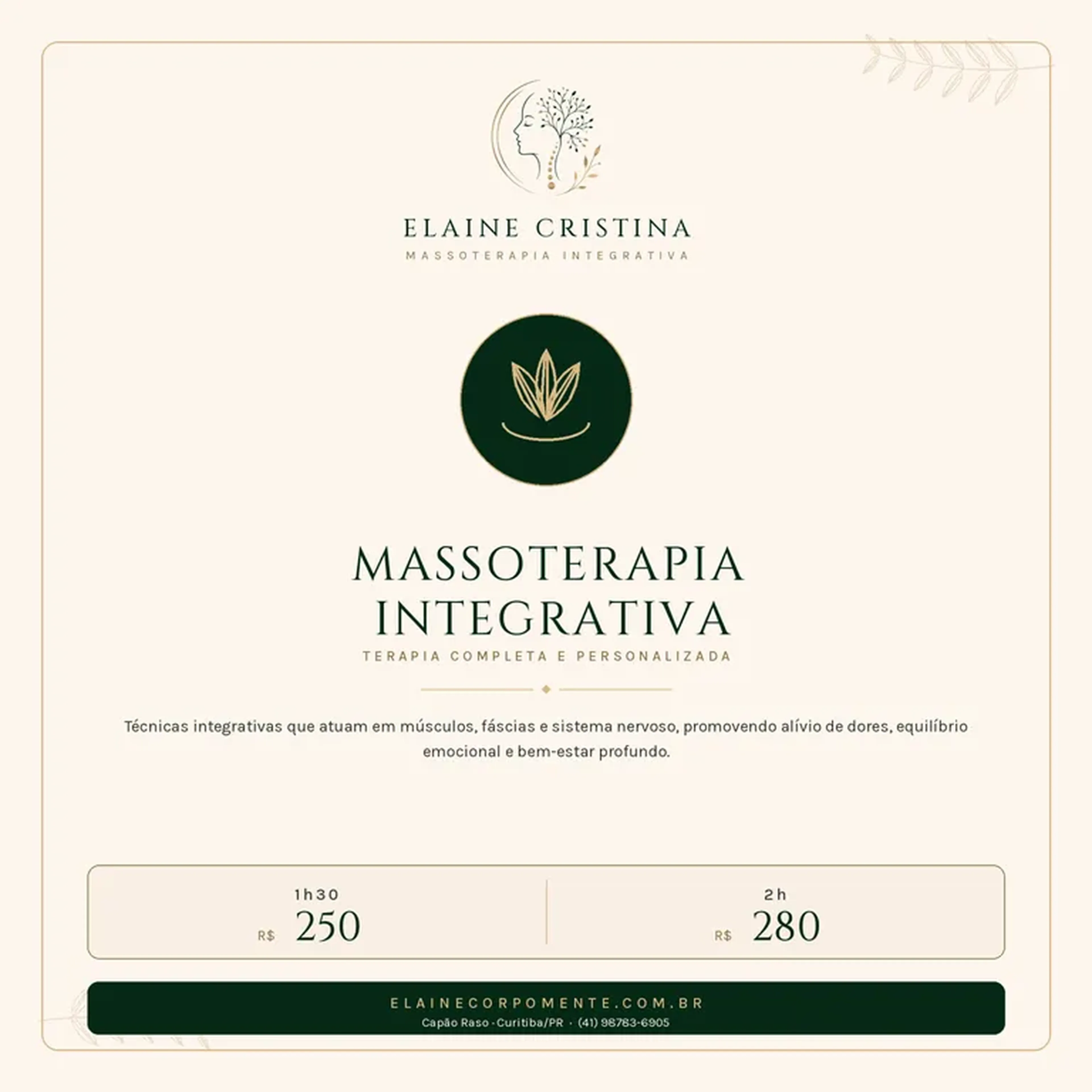Massoterapia Integrativa — 1h30 imagem