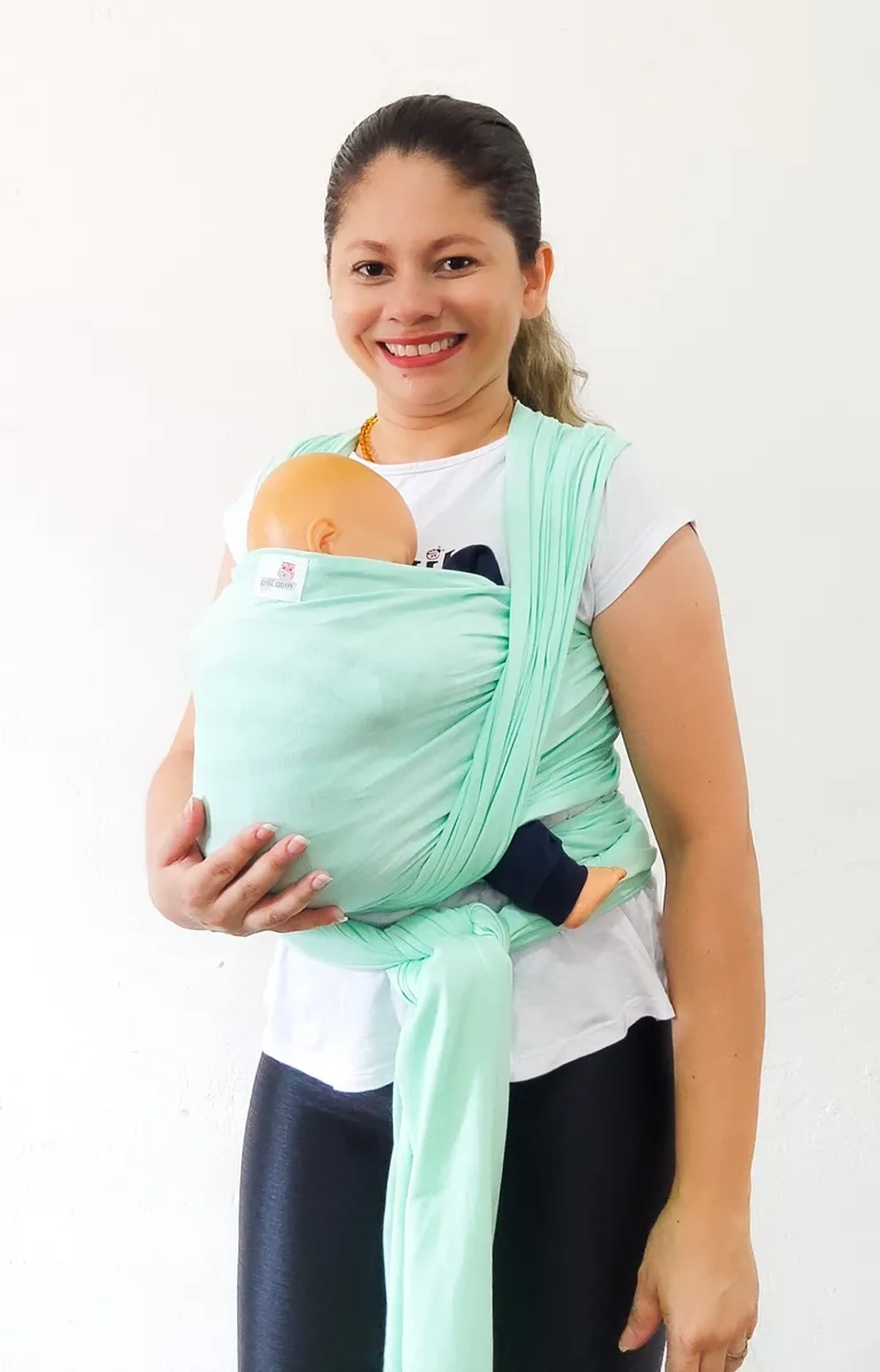 Wrap Sling 100% Algodão Verde Bebê imagem
