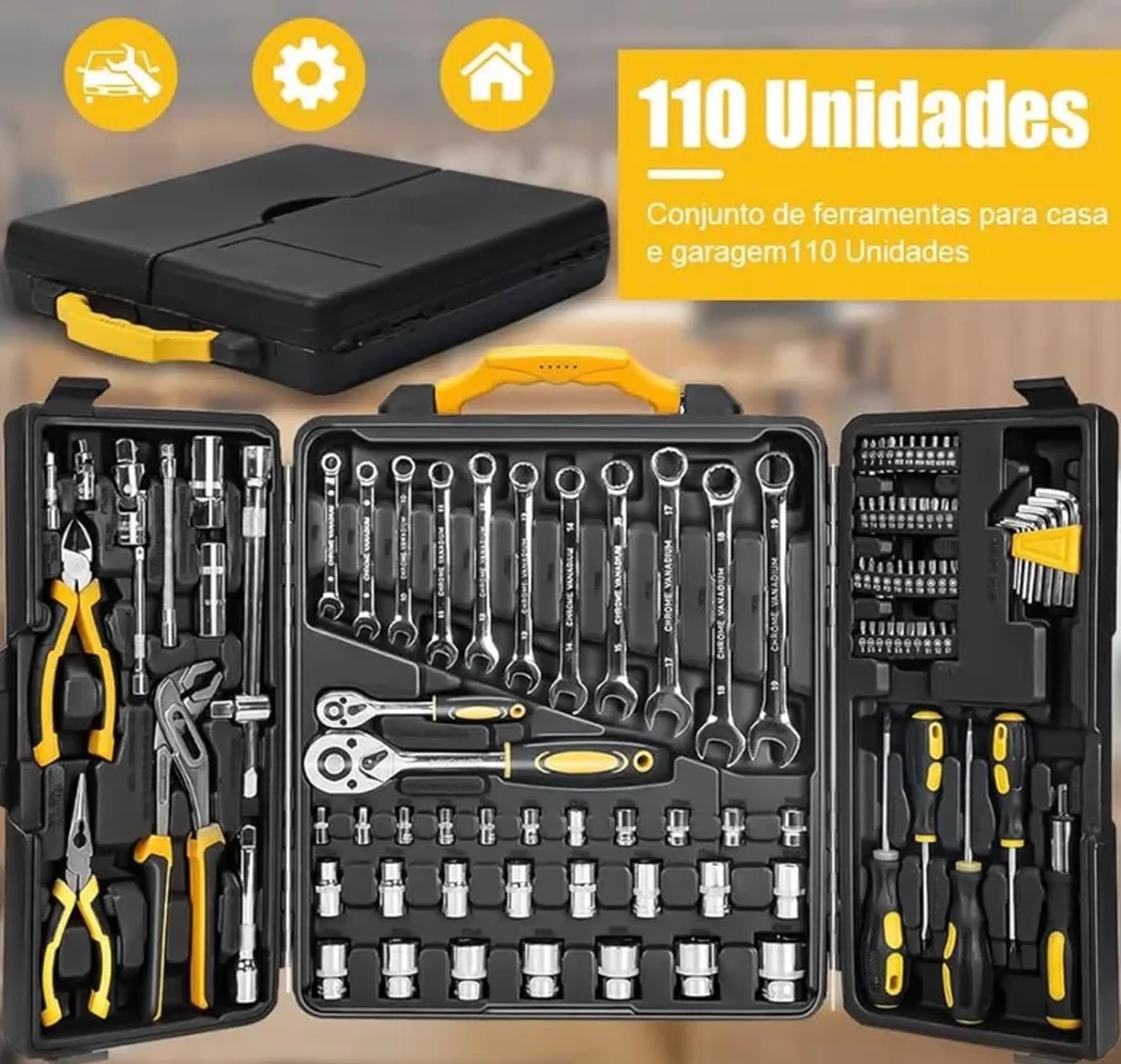 MALETA COMPLETA DE FERRAMENTAS 110pçs imagem