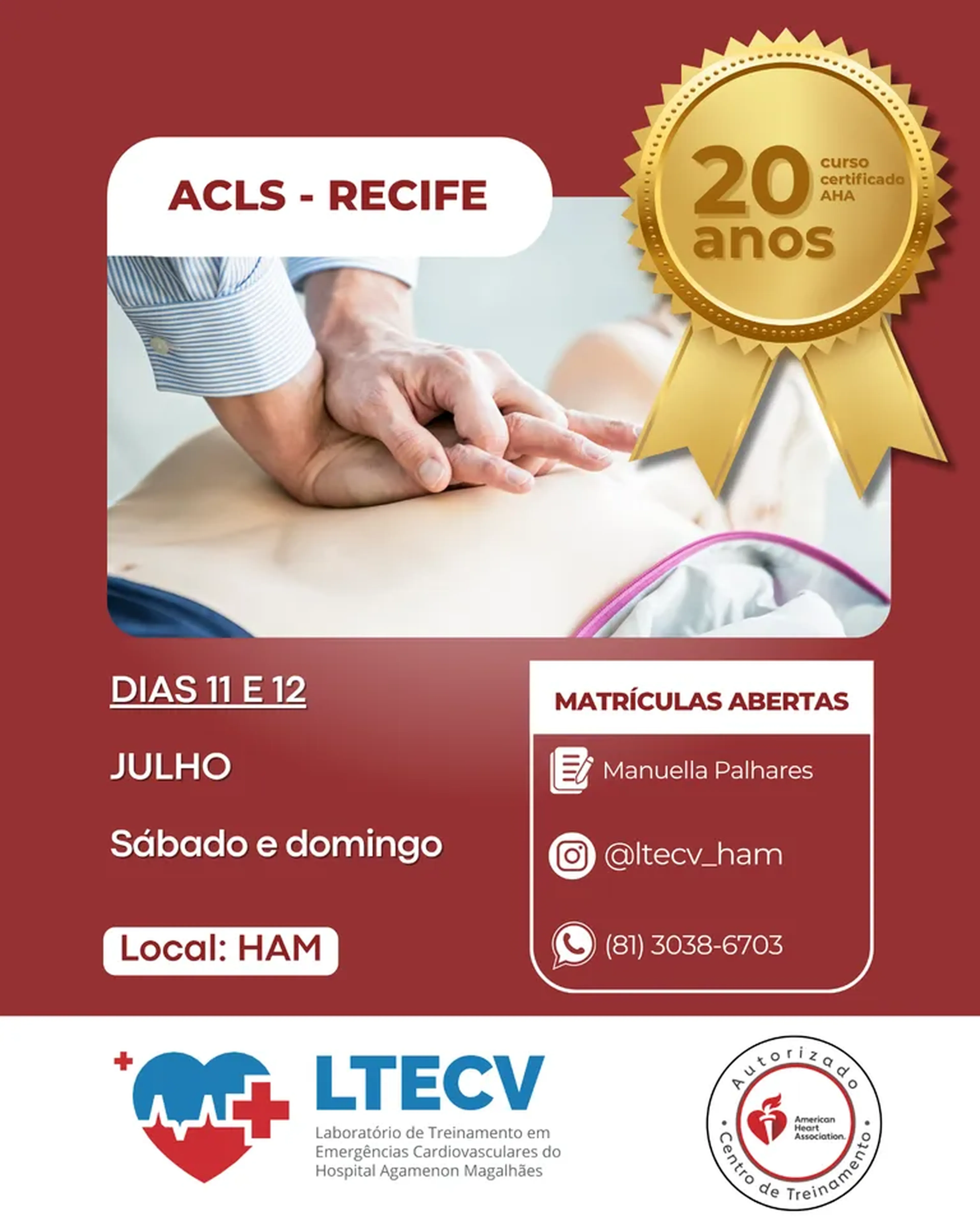 11 E 12 JUL (SÁB E DOM) - ACLS HAM RECIFE imagem