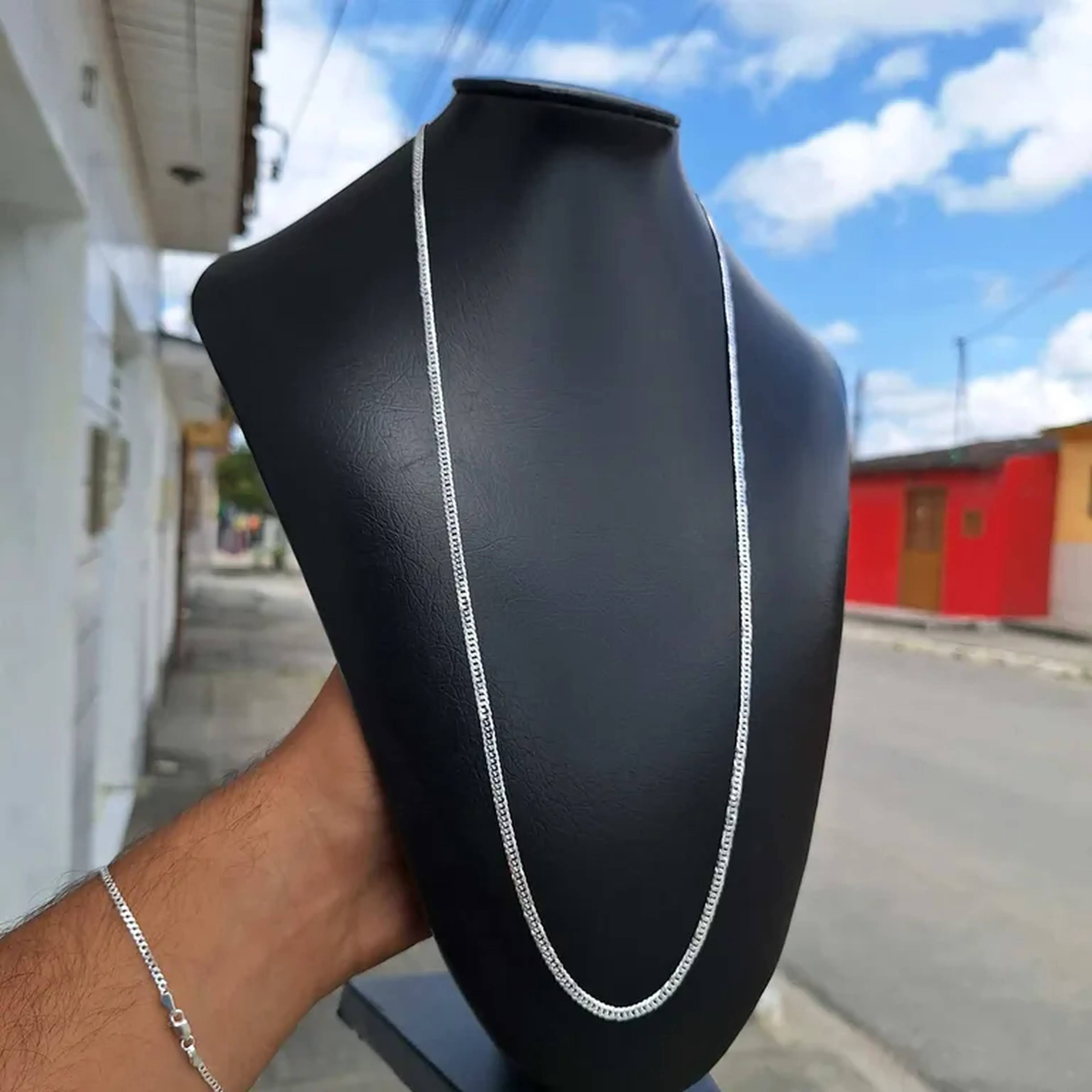 corrente elo duplo de 3mm 70cm escamada 🇮🇹 imagem