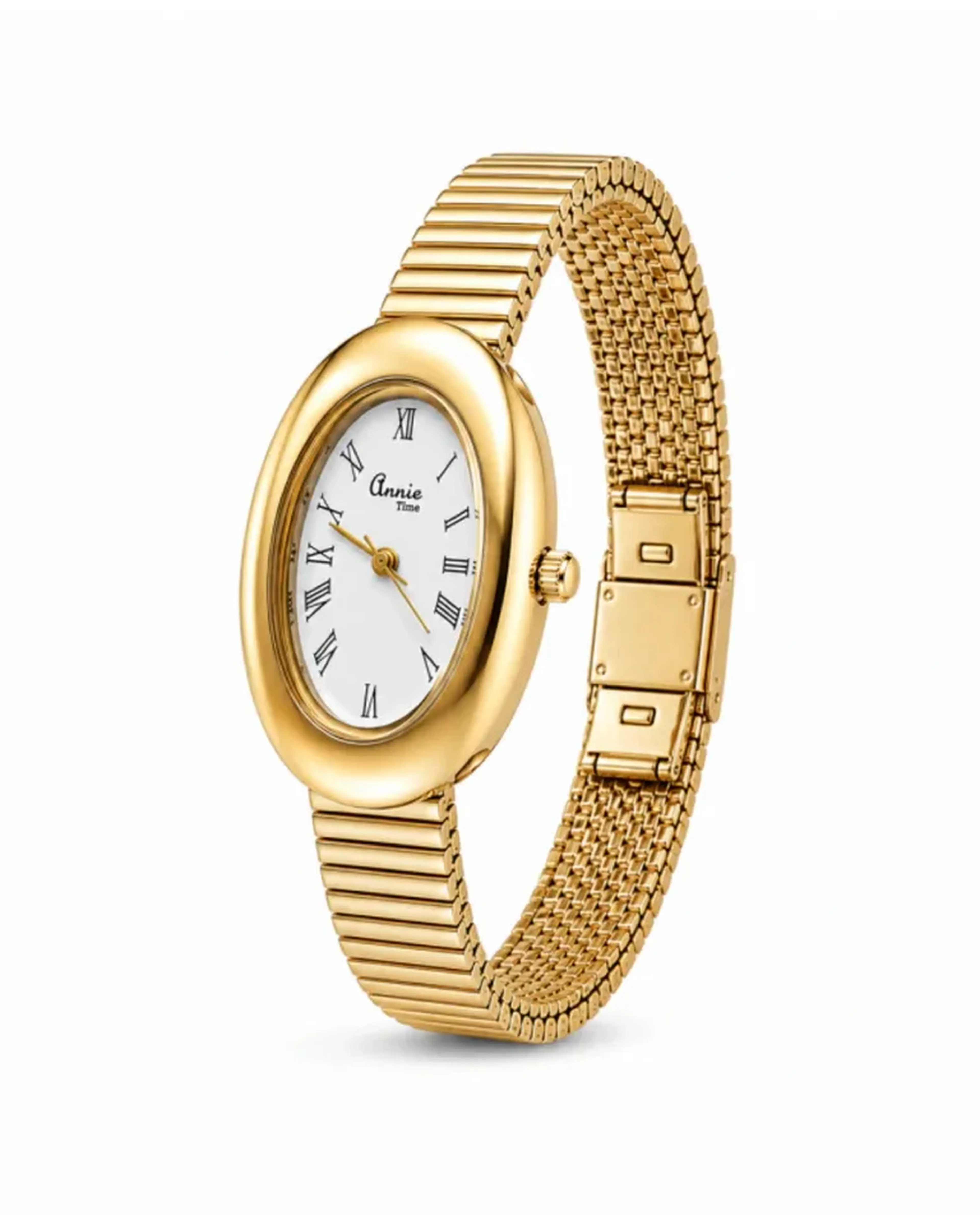 Relógio Compact Dourado Visor Branco imagem
