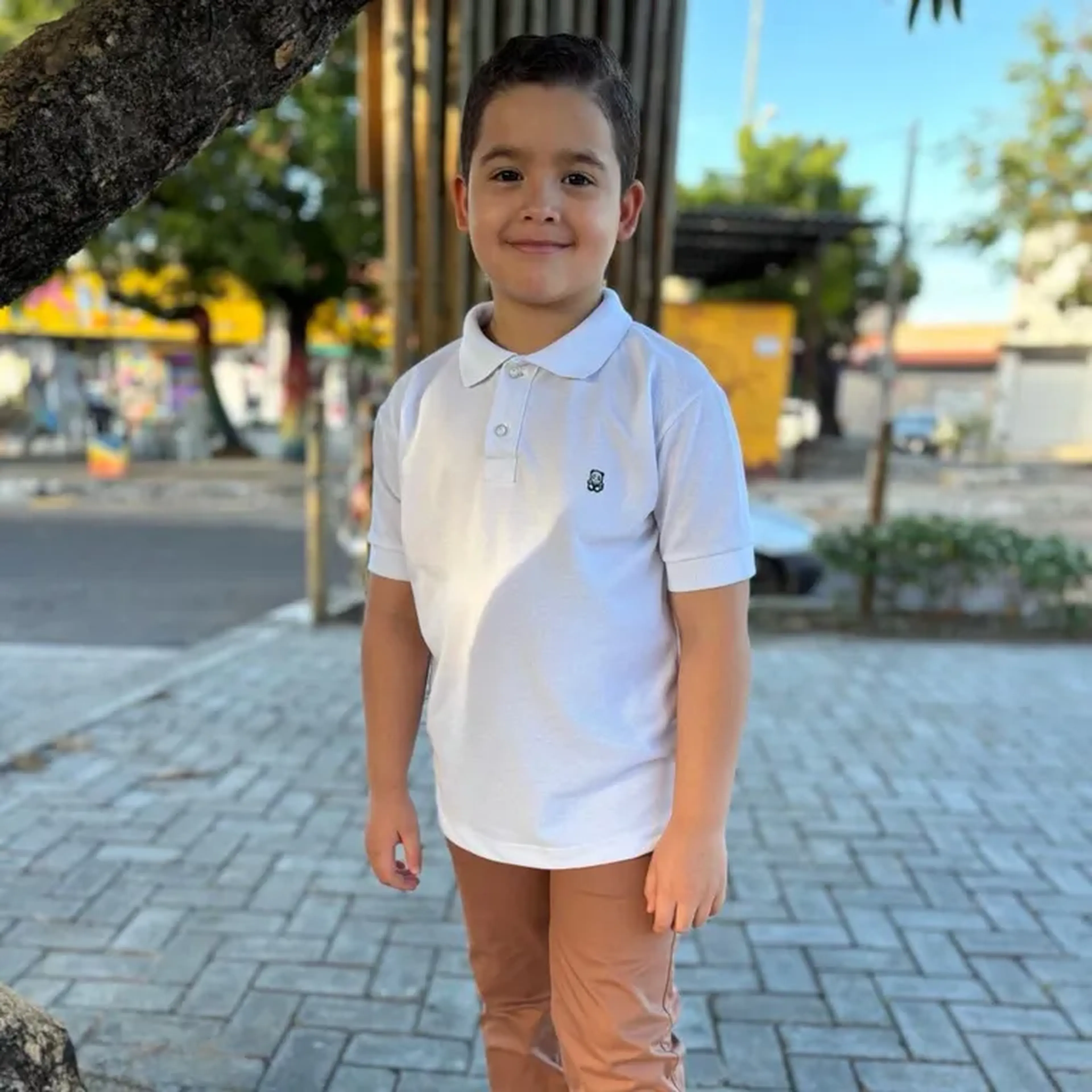 Camisa gola polo piquet- branca imagem