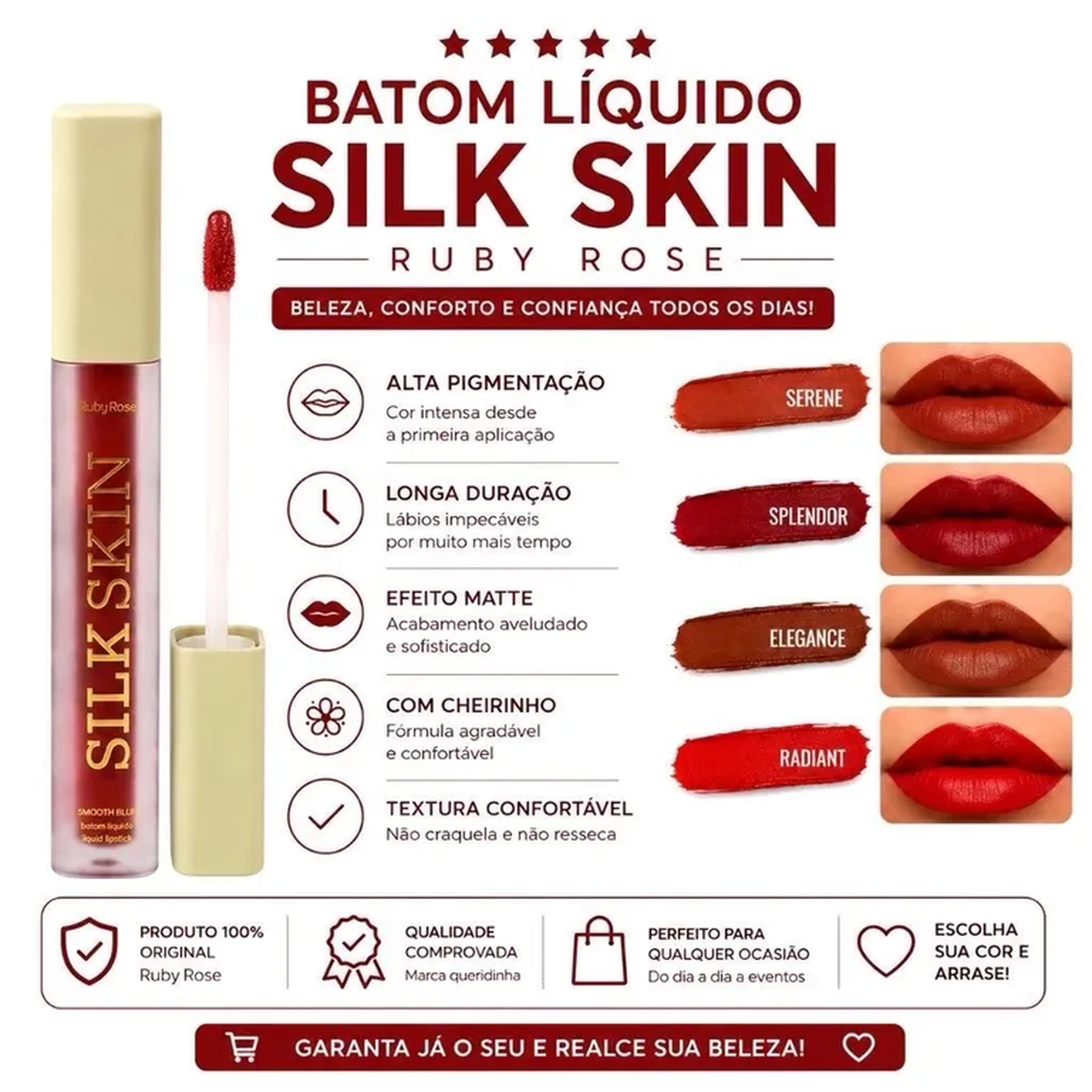 Batom Líquido Ruby Rose - Smooth Blur imagem