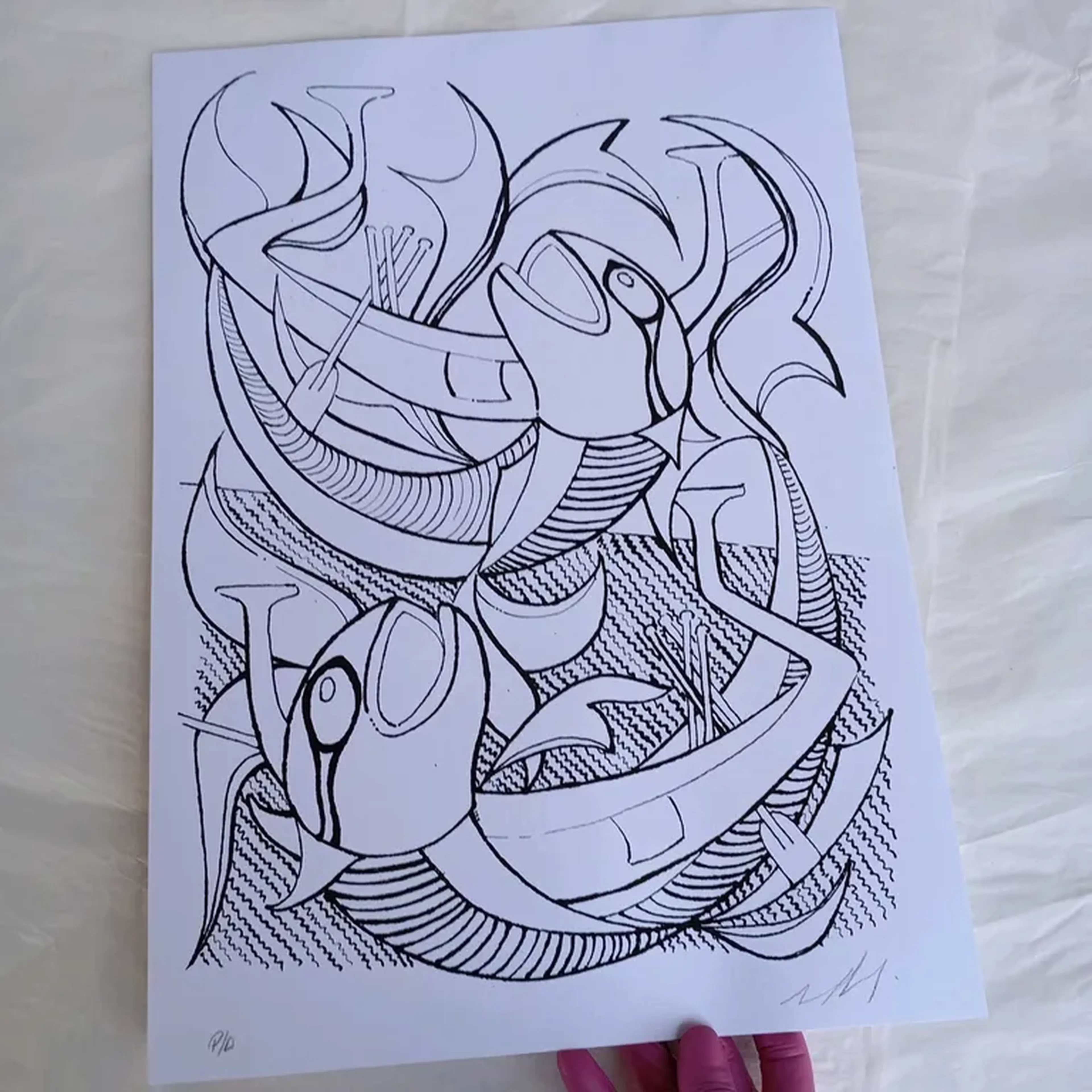 Bestiário Borges - Abtu e Anet - 30 x 42 cm gravura assinada imagem
