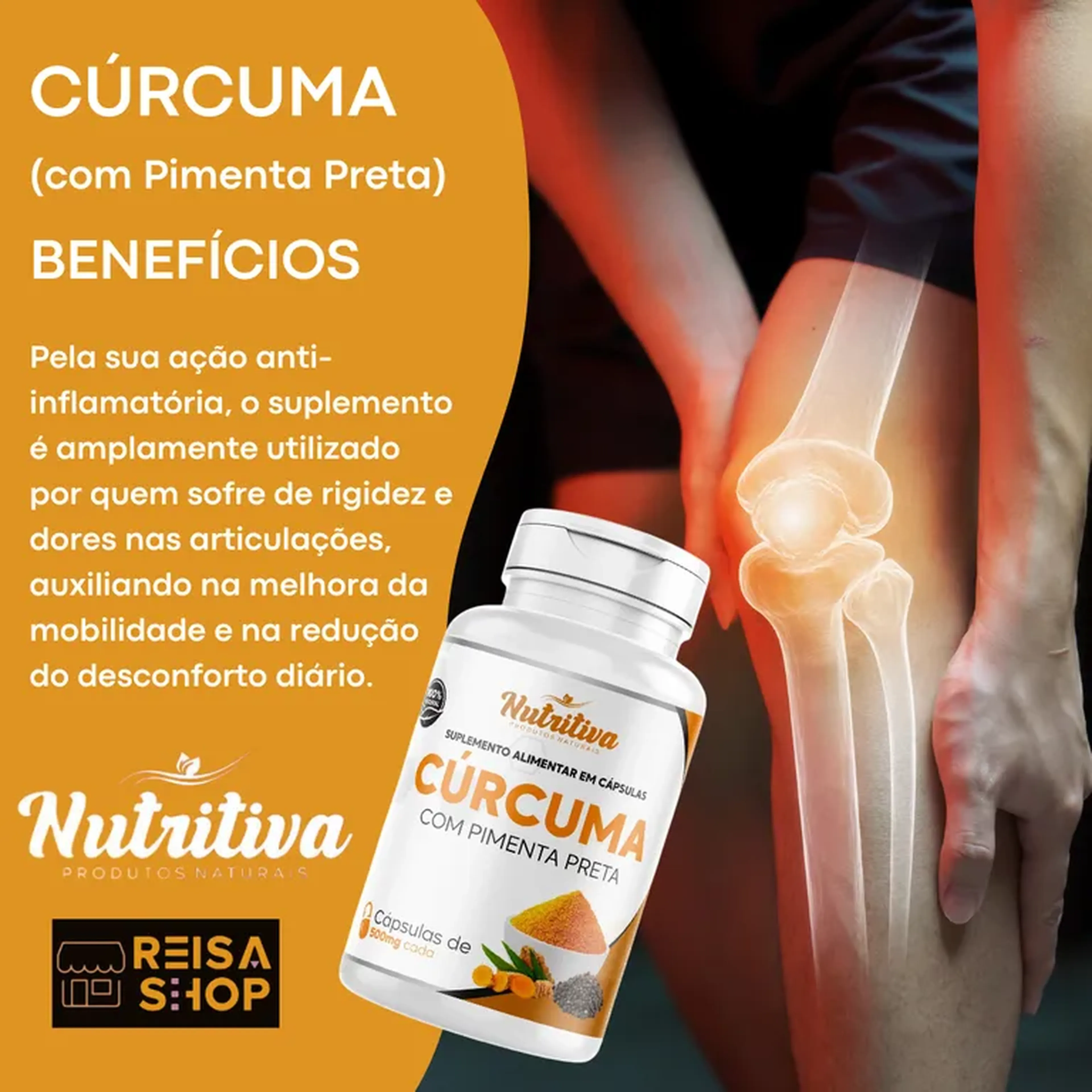 Cúrcuma com Pimenta Preta 100 Caps Nutritiva Anti Inflamatório imagem
