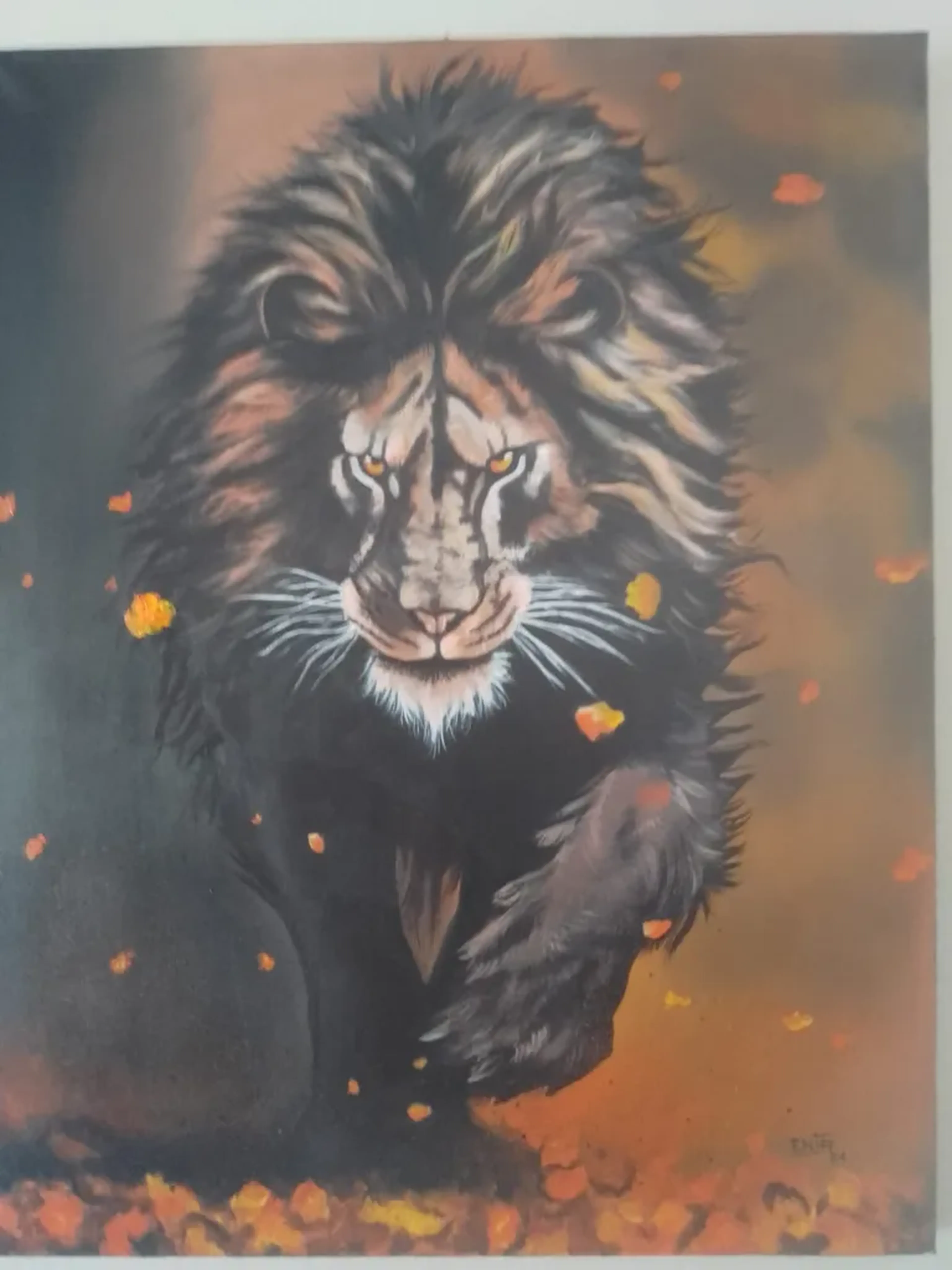 Tela tinta óleo 75x60 “leão “ imagem