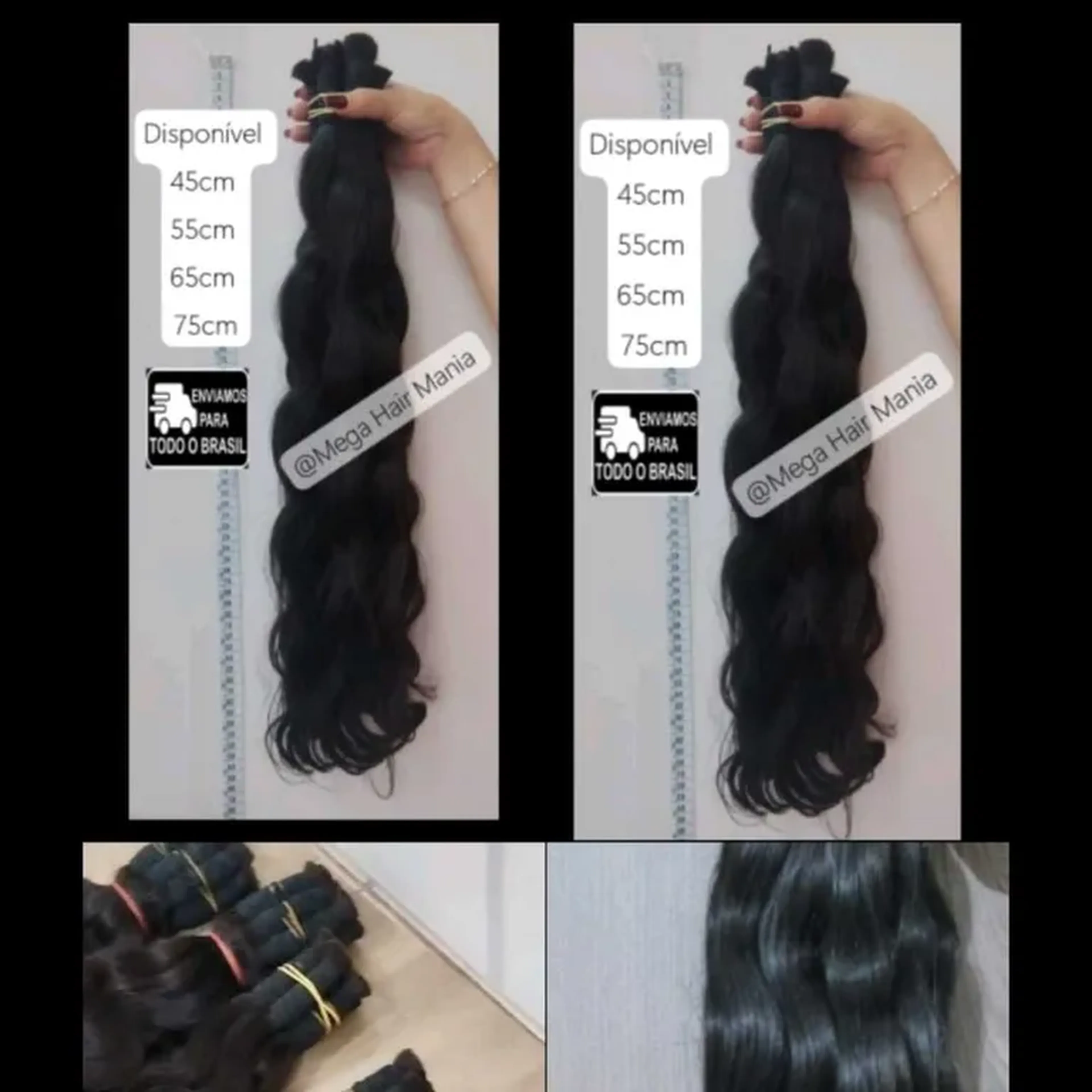 Cabelo Indiano 75cm- liga preta imagem