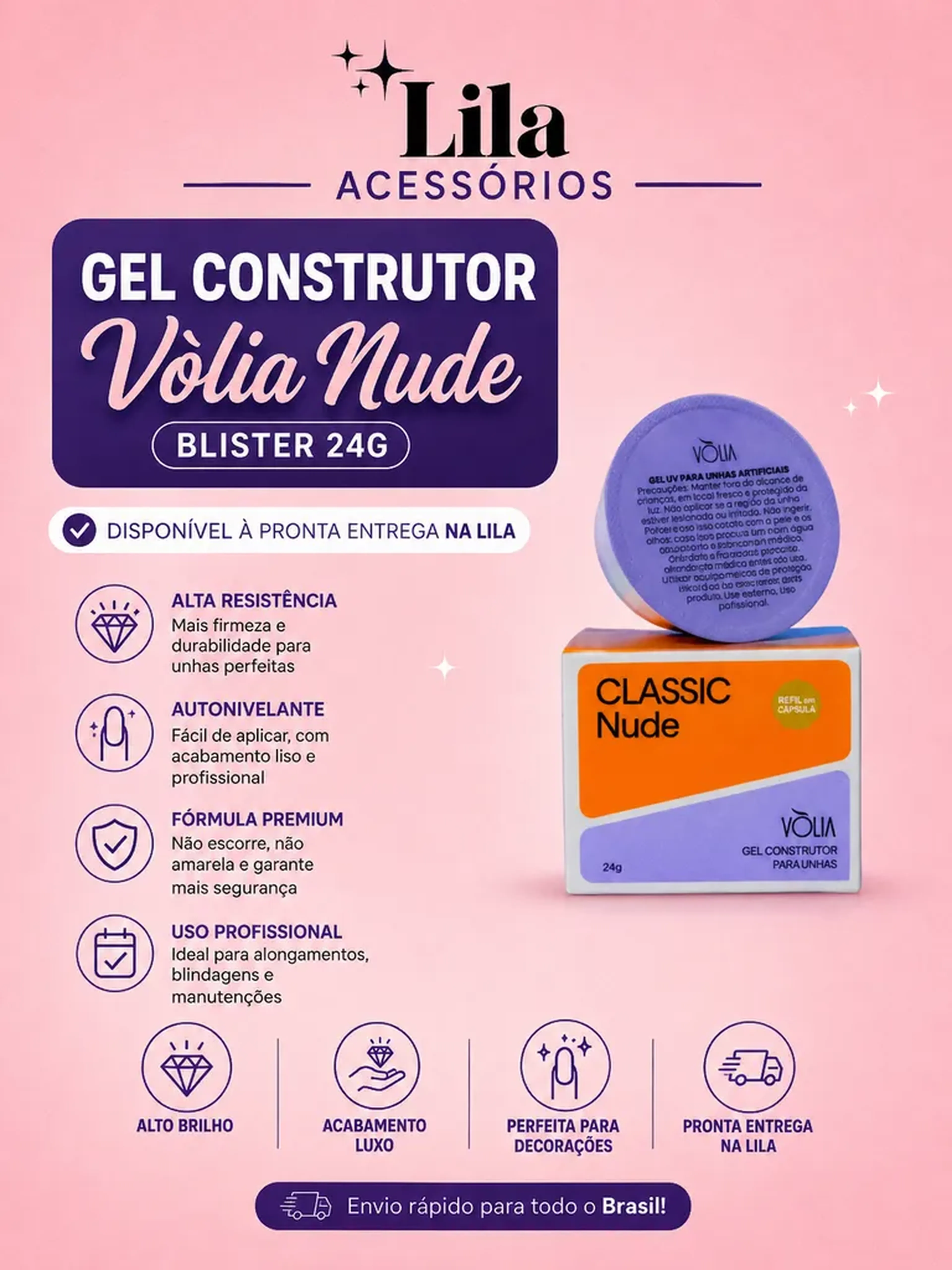 Gel Construtor Vòlia Nude Blister 24g imagem
