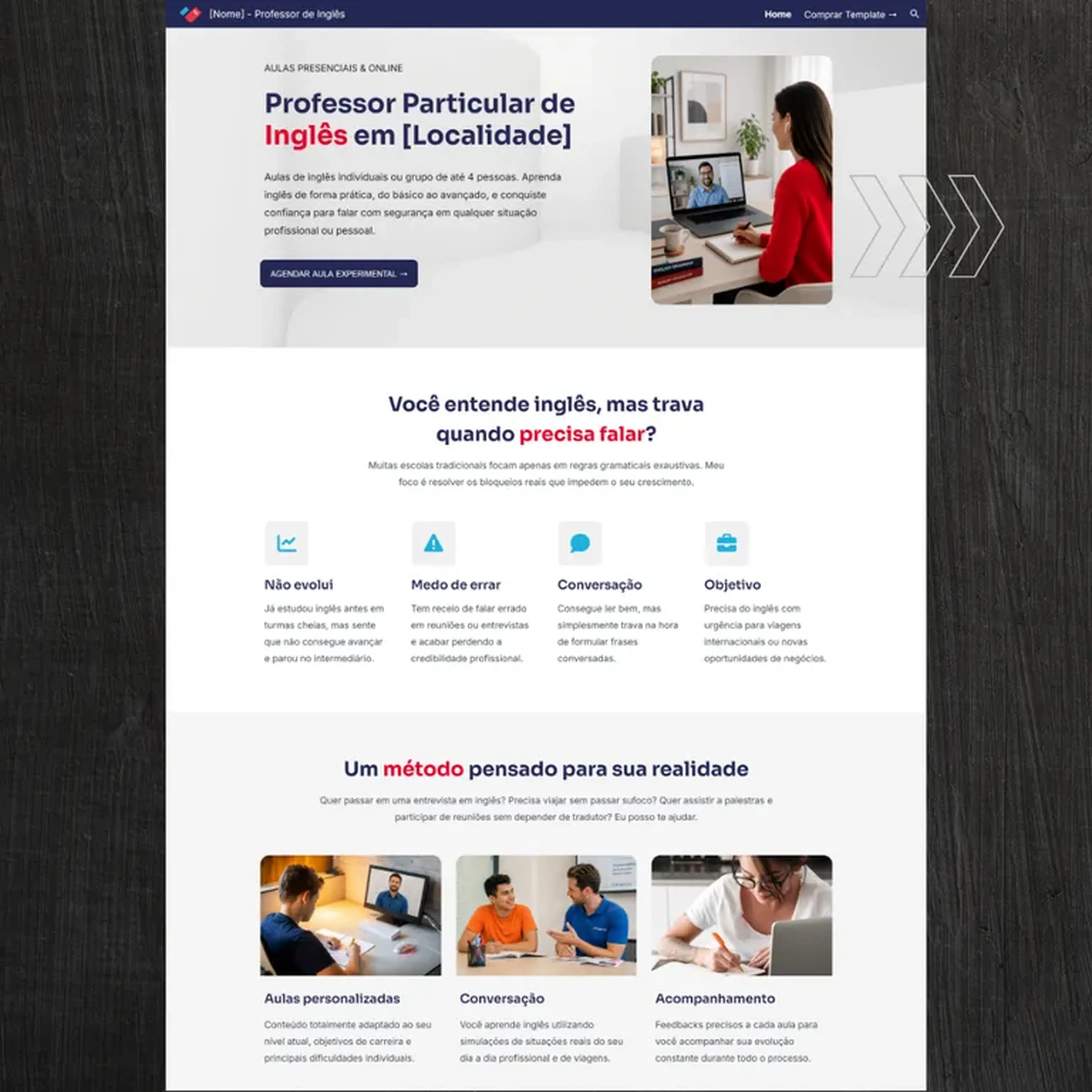 Template PROFESSOR DE INGLÊS Google Sites imagem