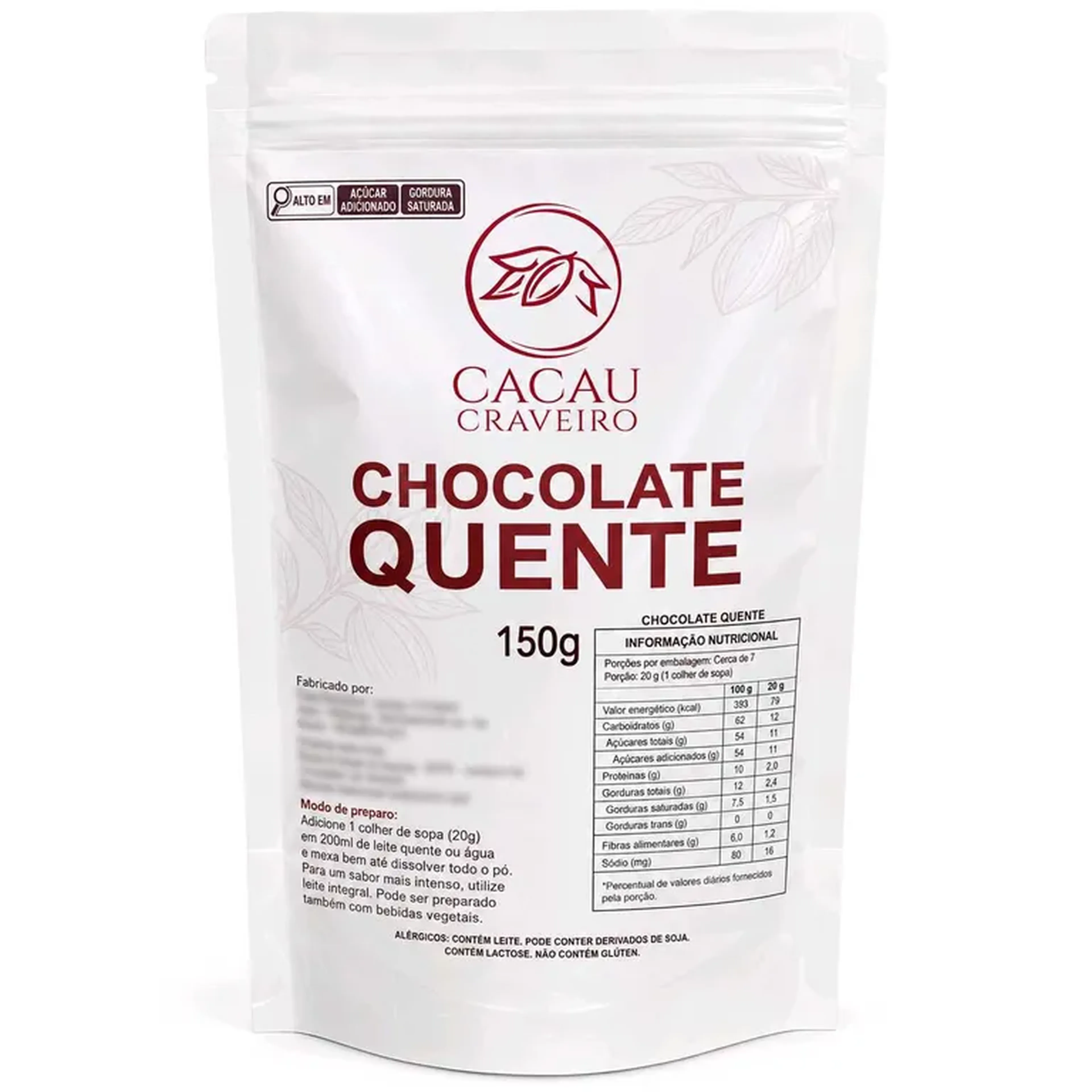 Chocolate Quente Cacau Craveiro 150g imagem