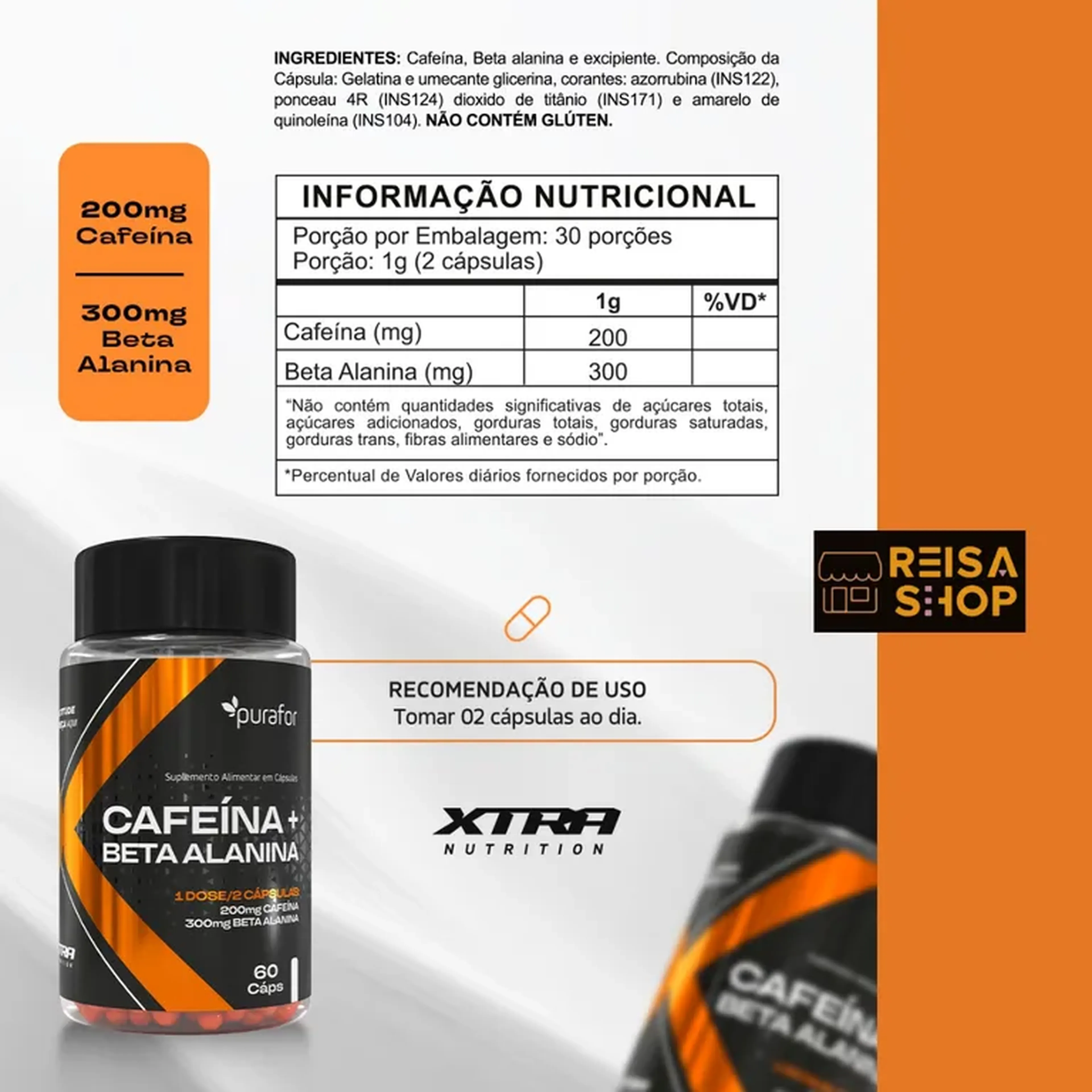 Cafeína + Beta-Alanina 60 Cápsulas imagem