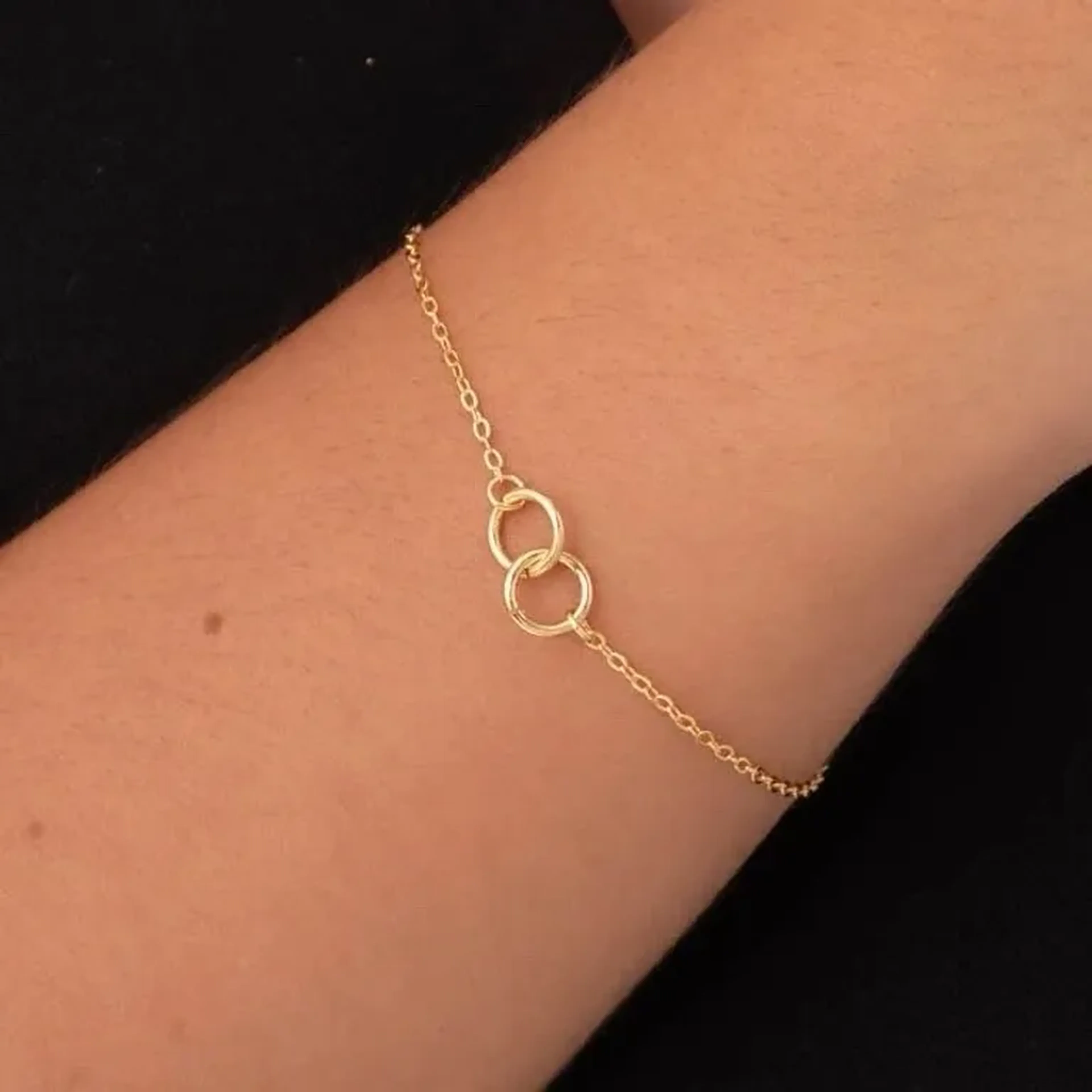Pulseira corrente cadeado pigente elos entrelaçados imagem
