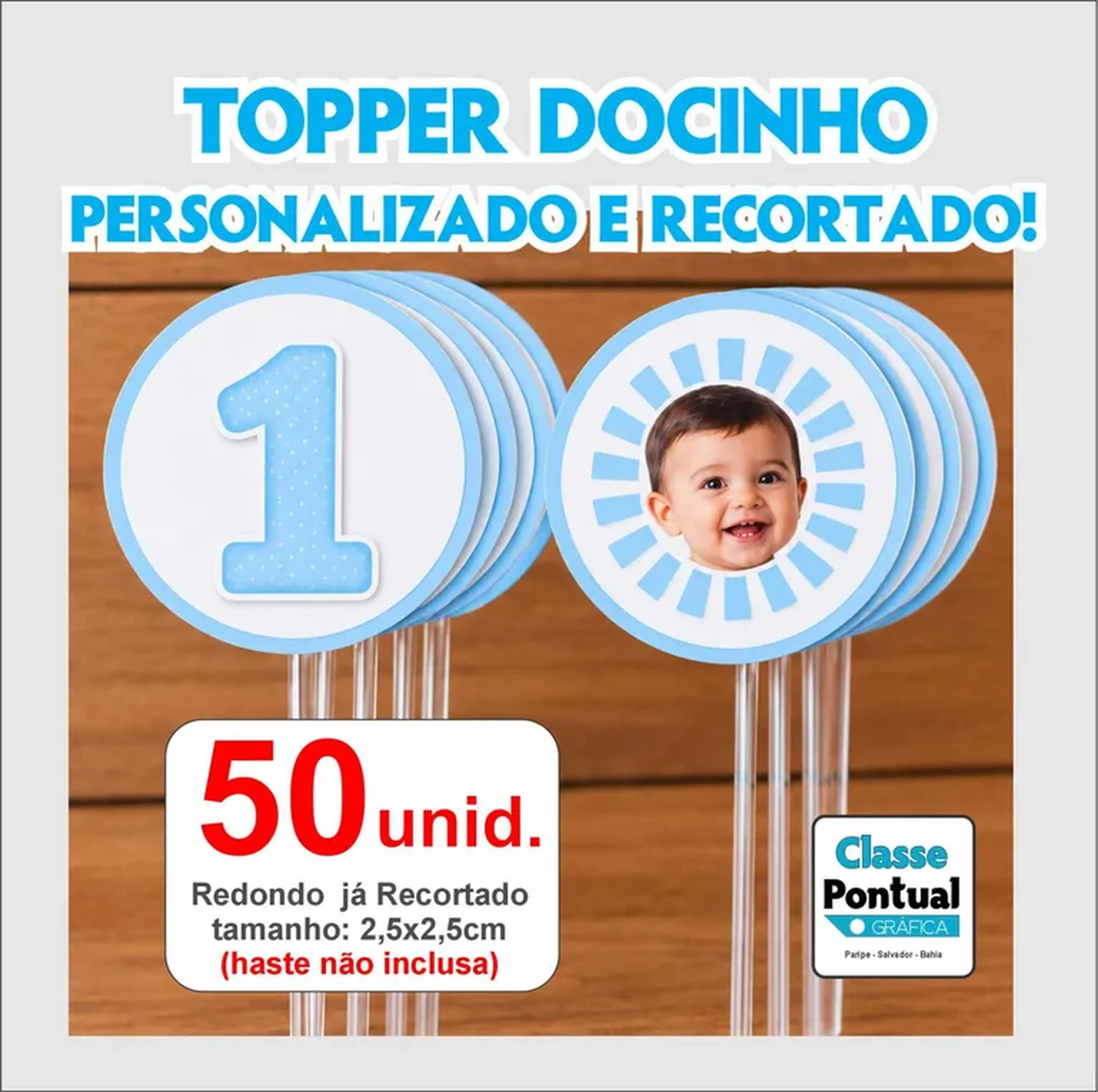 Topper para Docinho 50unid Tam 2,5x2,5cm imagem