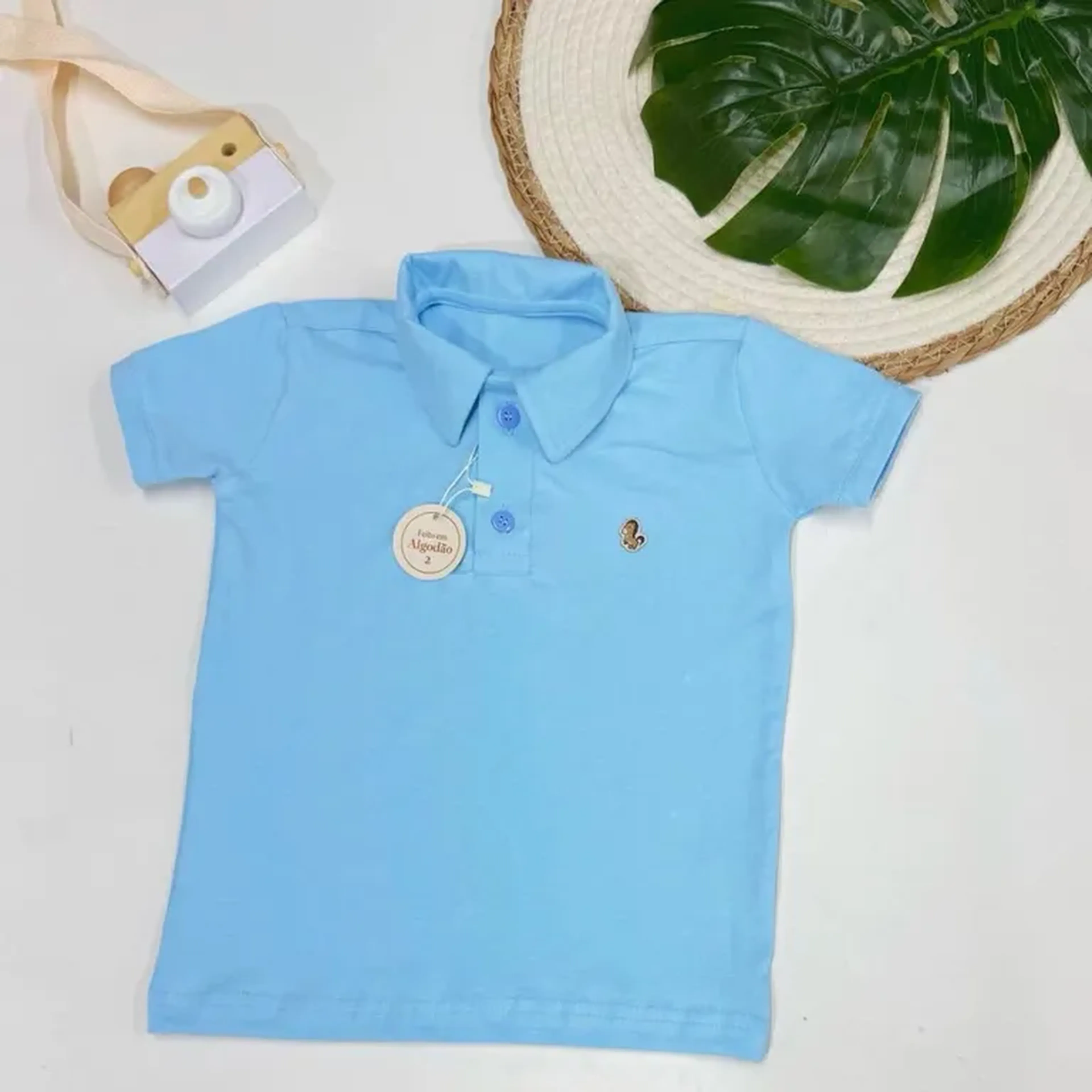 Camisa Gola Polo- azul bebê imagem