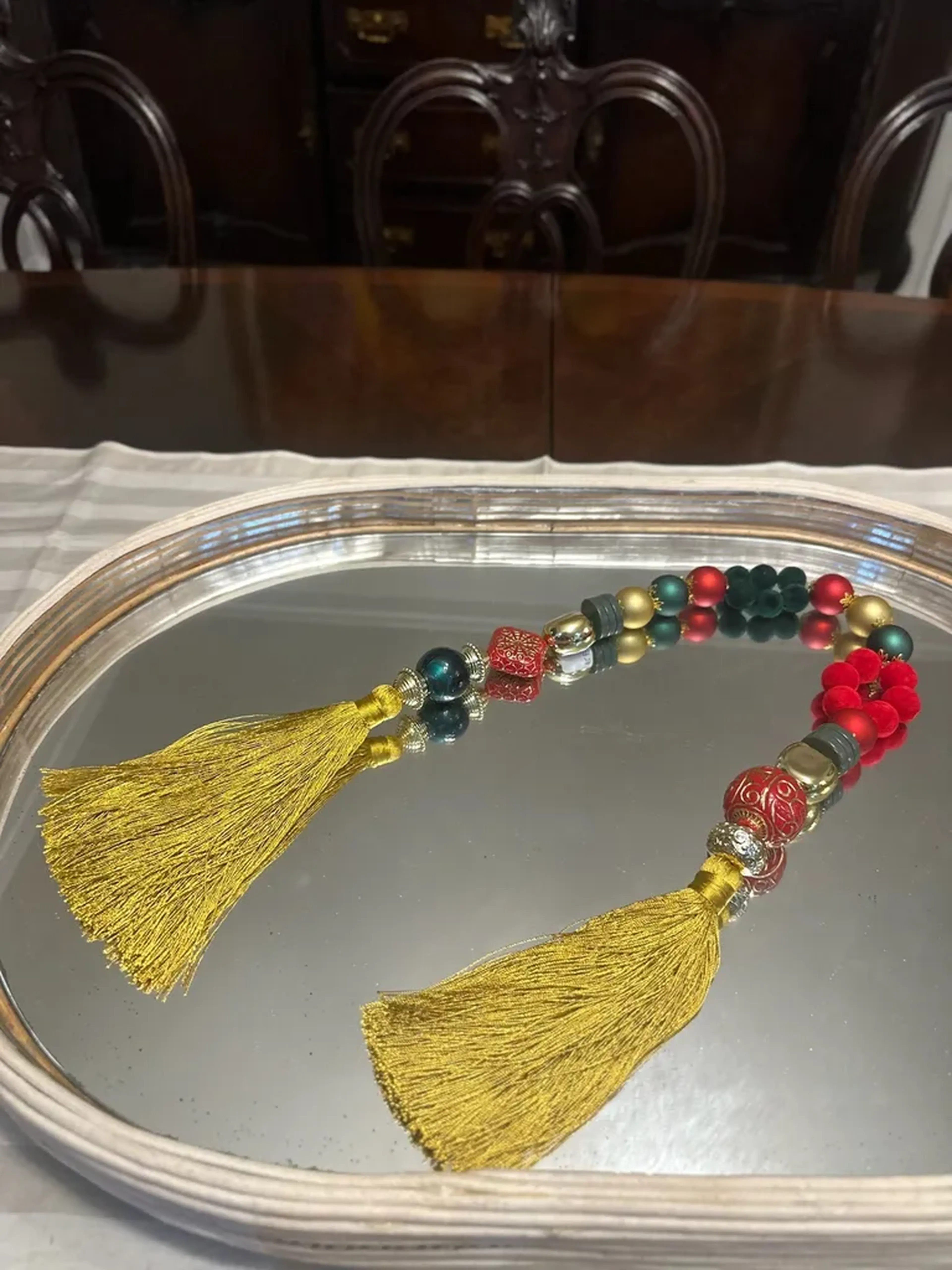 COLAR DE MESA NATAL PEQUENO TASSEL DOURADO (REF 111) imagem