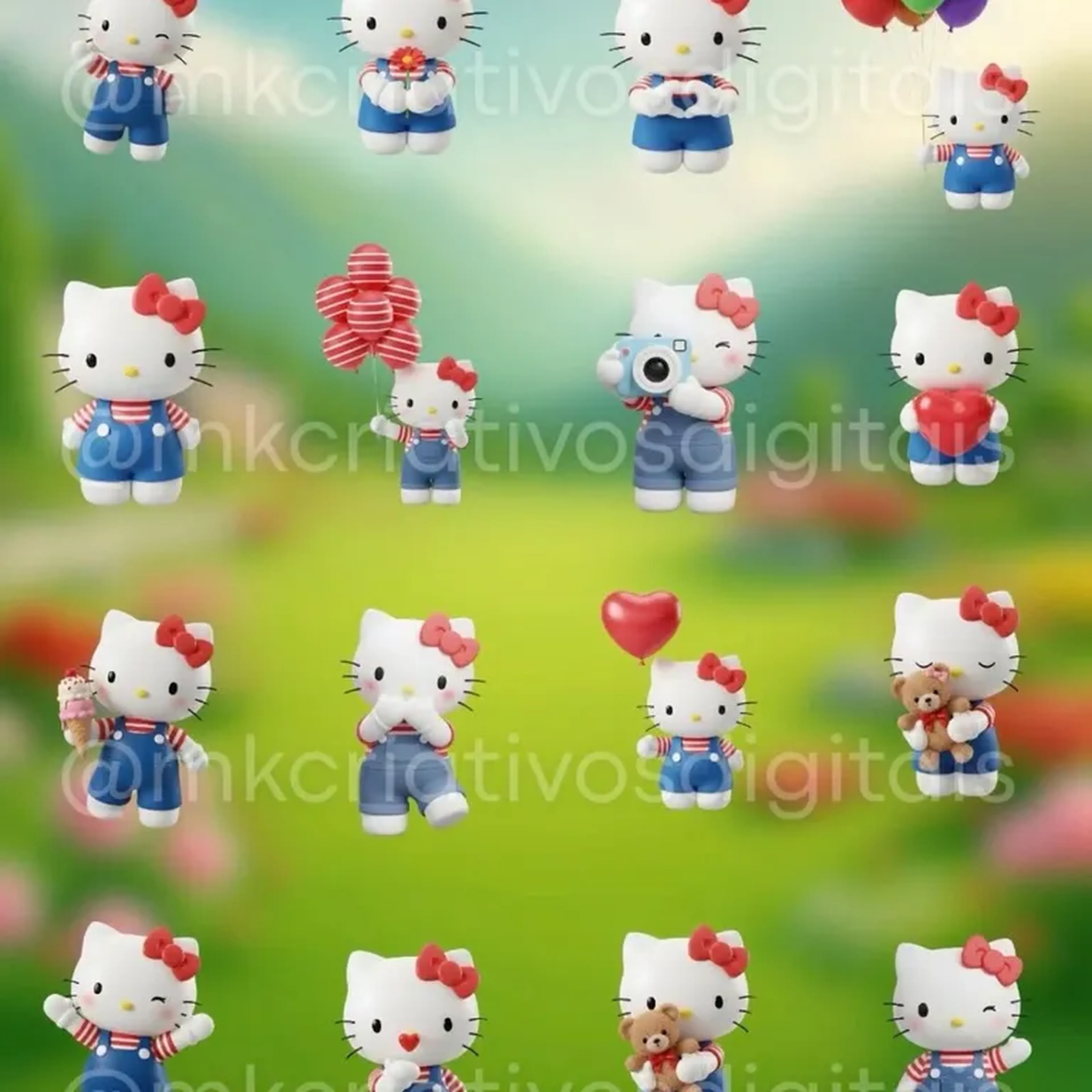 Hello Kitty Vermelha - Kit digital IA PNG